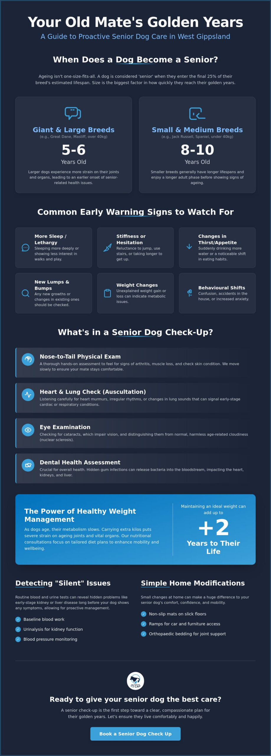 Senior dog check up Trafalgar: Comprehensive Care for Your Old Mate