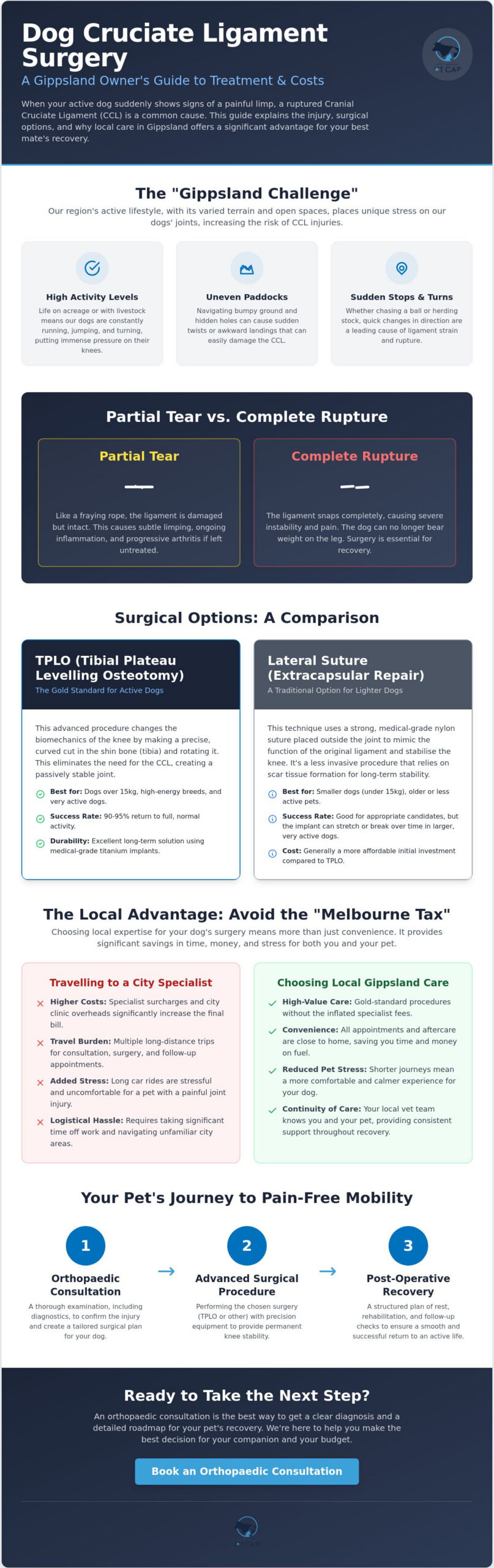 Dog Cruciate Ligament Surgery Cost in Gippsland: A 2026 Guide for Pet Owners